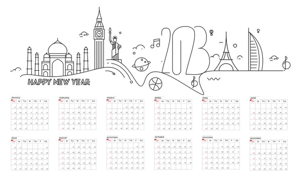 2023 Calendar Happy New Year Design — Wektor stockowy