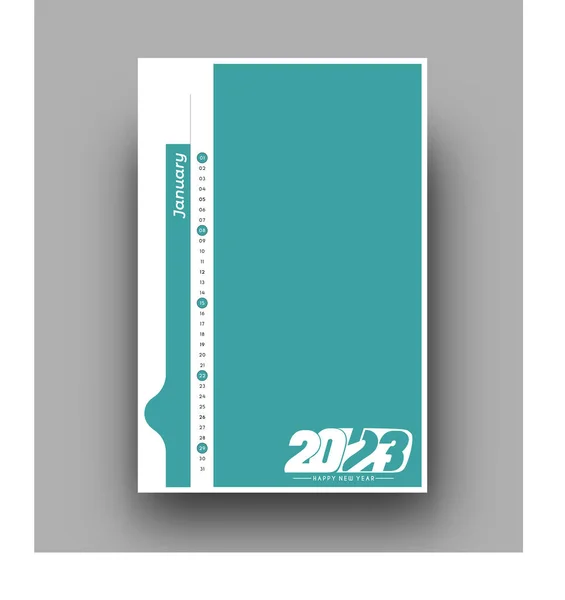 2023 Січня Календар Новим Роком Шаблон Дизайн — стоковий вектор