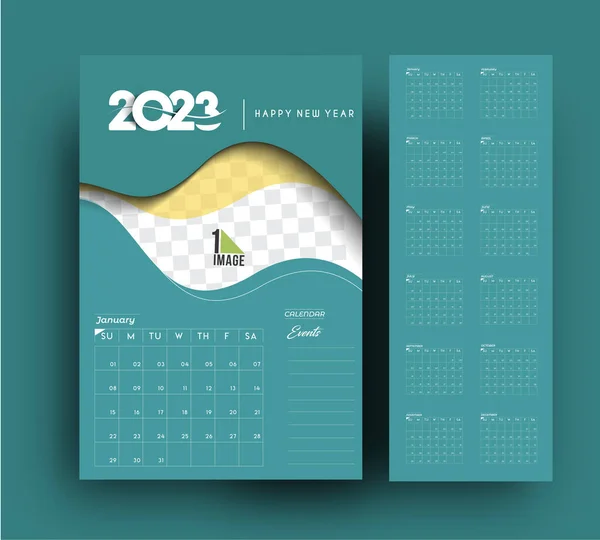 2023 Kalendář Šťastný Nový Rok Design Sapce Vašeho Obrazu — Stockový vektor