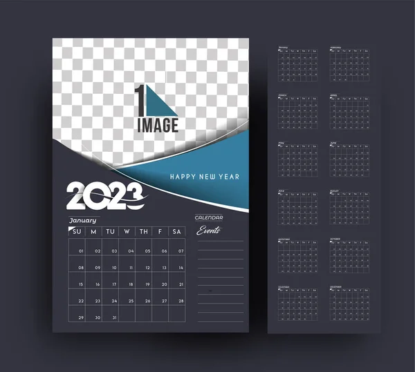 2023 Calendario Feliz Año Nuevo Diseño Con Sapce Imagen — Vector de stock