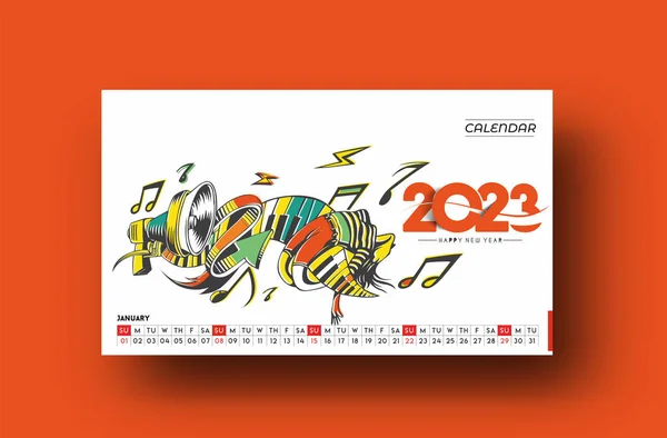 2023 Kalender Frohes Neues Jahr Januar Design Muster — Stockvektor