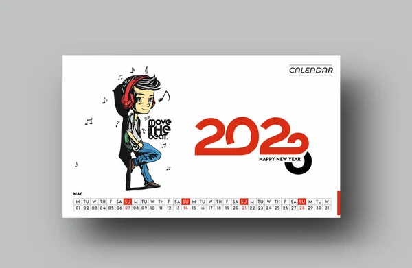 2023 Calendario Felice Anno Nuovo Maggio Design Pattern — Vettoriale Stock