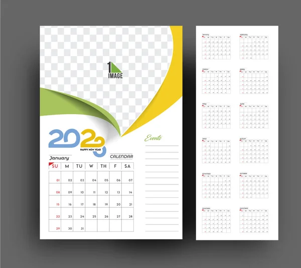 2023 Kalendář Šťastný Nový Rok Design Sapce Vašeho Obrazu — Stockový vektor
