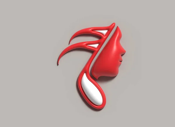 人間の顔のロゴとダンスと音楽のロゴデザイン3Dイラストデザイン — ストック写真