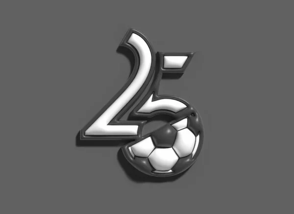 Veinticinco Números Con Ilustración Fútbol Diseño — Foto de Stock