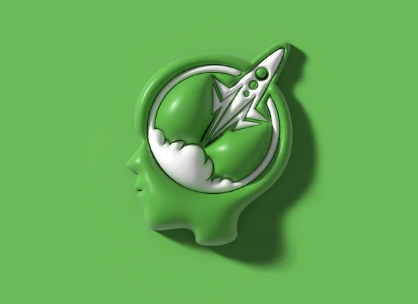 Roket Beyin Logosu Resim Tasarımı — Stok fotoğraf