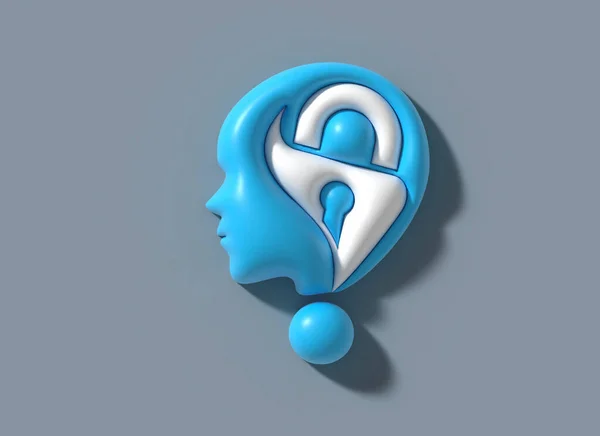 Brain Lock Logo 3d illustration design.