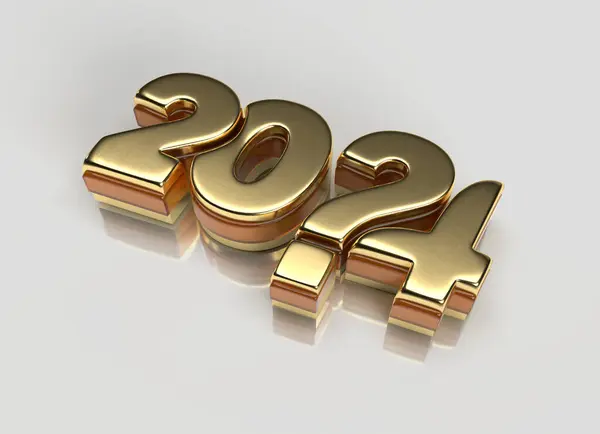 2024 Ευτυχισμένο Νέο Έτος Χρυσό Illustration — Φωτογραφία Αρχείου