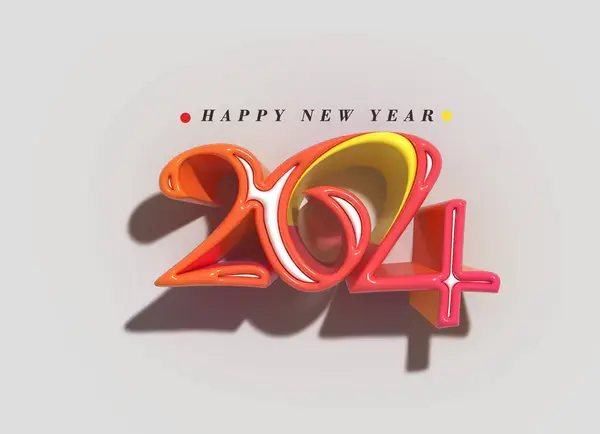 2024 Happy New Year Lettering Illustration — Stock Photo, Image