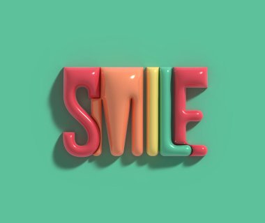 Gülümseme Grafiksel Sancak 3d Harflendirme Yazı Tipi Tasarımı.