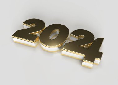 2024 Mutlu Yıllar Altın Harfler Çizim Tasarımı.