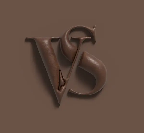 VS Versus Chocolate Sign 3D Render Company Letter Logo.