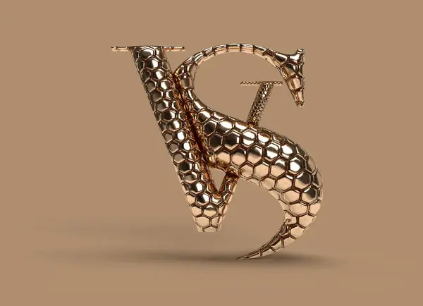 VS Versus Gold Sign 3D Render Company Letter Logo.