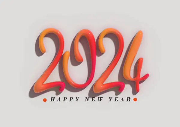 2024 Happy New Year Lettering Typographical Illustration Design.