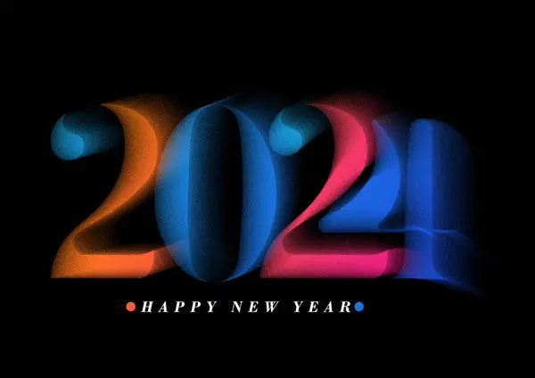 2024 Happy New Year Lettering Typographical Illustration Design.