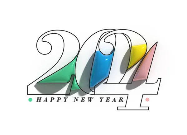 2024 Happy New Year Lettering Typographical Illustration Design — Stock fotografie