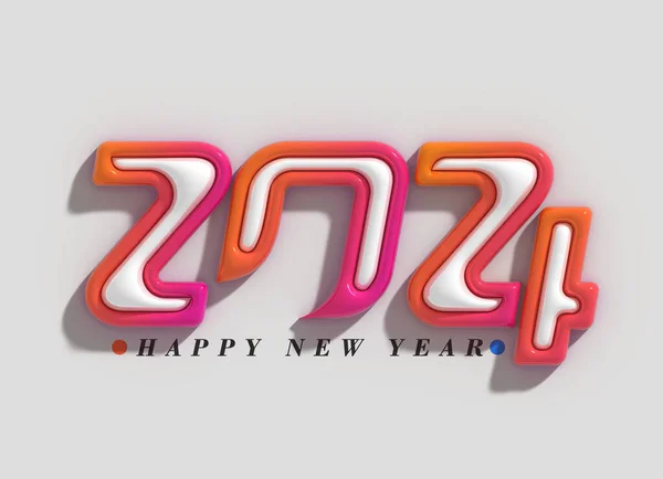 2024 Frohes Neues Jahr Schrift Typografisches Illustrationsdesign — Stockfoto