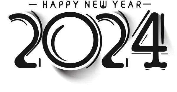 Szczęśliwego Nowego Roku 2024 Tekst Typografia Element Ulotki Projekt Banera — Wektor stockowy