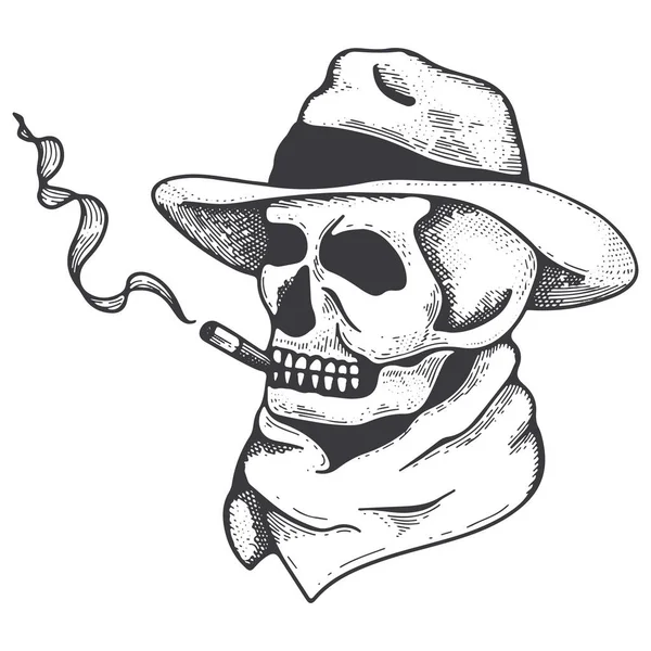 Skull Hand Drawing Vector Illustration Skull Engraving Style Skull Hat — ストックベクタ