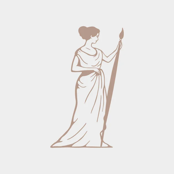 Künstlerin Griechischen Stil Göttin Der Kreativität Vektorillustration Künstler Logo — Stockvektor