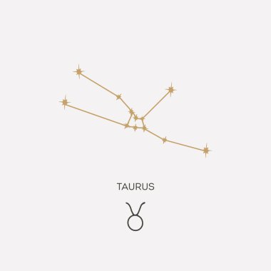 Taurus constellation vector illustration. Taurus constellation astrological drawing clipart