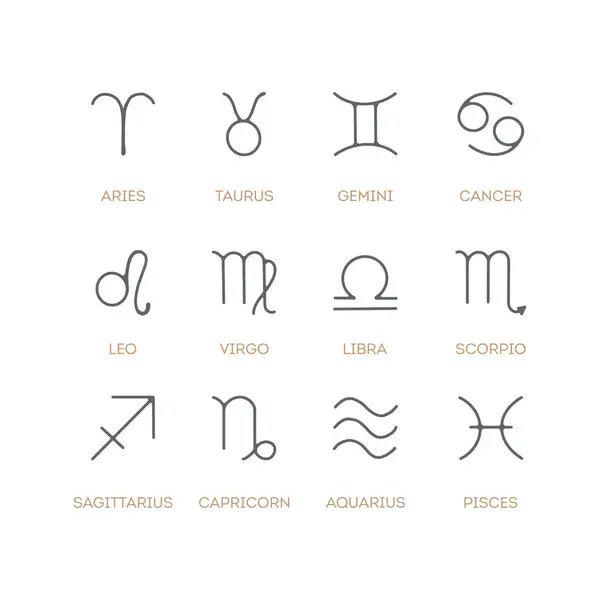 Eine Reihe Von Sternzeichen Symbolen Vektorillustration Tierkreiszeichen Stockillustration