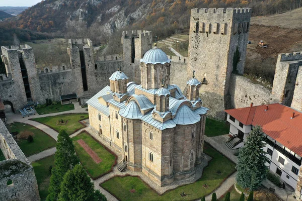 Despotovac Serbia Dezembro Mosteiro Cristão Ortodoxo Sérvio Medieval Manasija Dezembro Imagem De Stock