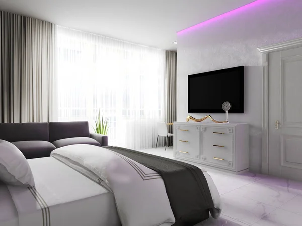 Dormitorio Interior Moderno Colores Brillantes Renderizado Fotos de stock libres de derechos