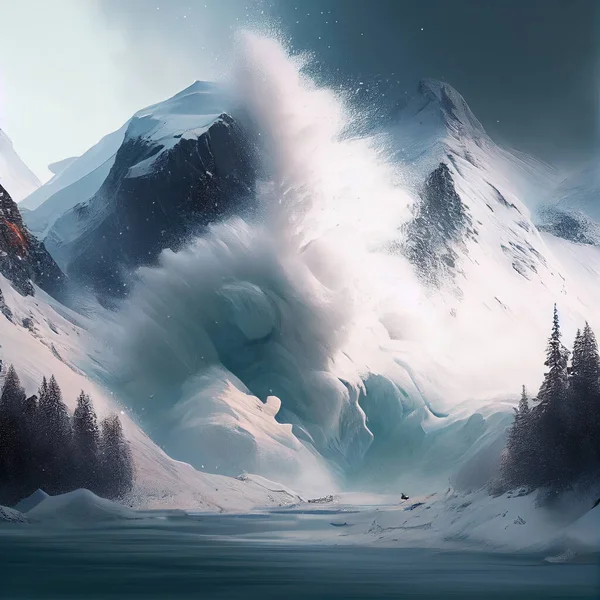 Snow Avalanche Mountains Stock Illustration — Stock Photo, Image