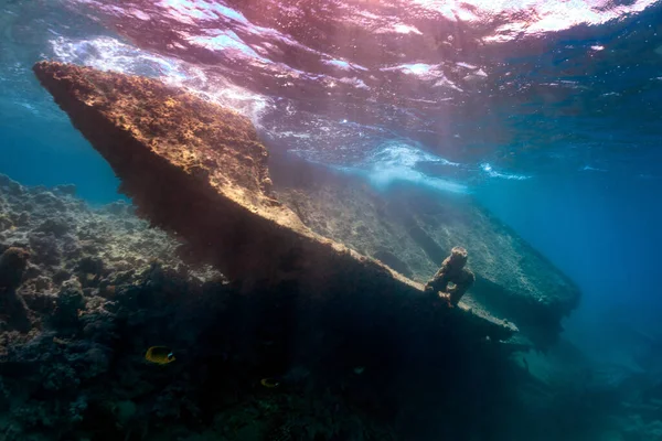 Schiff Auf Korallenriff Roten Meer Gesunken — Stockfoto