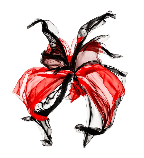 Abstract Chiffon Fabric Design Крила Метелика Чорного Червоного Шовків Літають — стокове фото