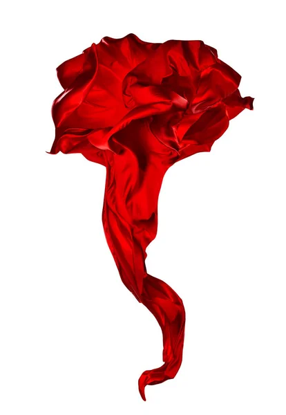 Red Silk Fabric Flying Wind Chiffon Scarf Waving Flower White — Stock Photo, Image