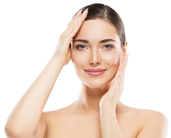 Woman Face Skin Care Beauty Girl Plump Lips Natural Make — Stock Photo, Image