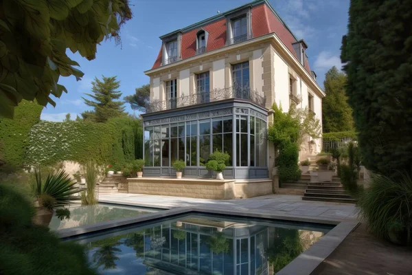 Luxury traditional French mansion with pool and garden,