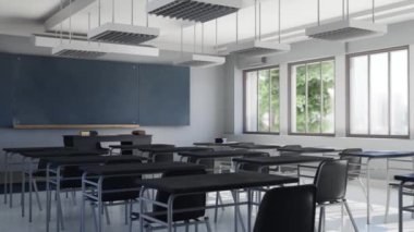 Tahtası olan klasik bir sınıfın 3 boyutlu animasyonu 