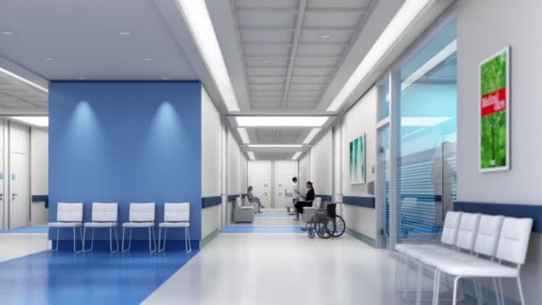医院内部有大量复制空间的3D动画 — 图库视频影像
