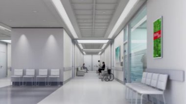 Bir hastanenin 3 boyutlu animasyonu ve bir sürü kopya alanı var.