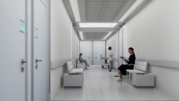 コピースペースが豊富な病院インテリアの3Dアニメーション — ストック動画
