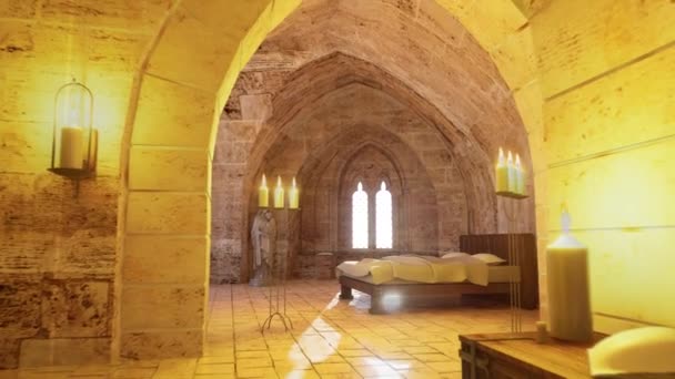 中世纪城堡内部的3D动画 — 图库视频影像