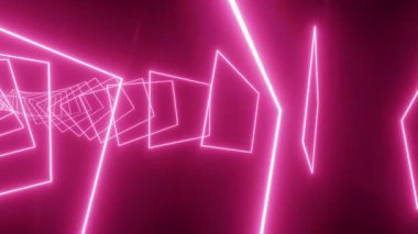 3d abstract background with ultraviolet neon lights, glowing lines. Vibrant futuristic neon tunnel with geometric shapes. Abstract Futuristic Geometric Neon Light Background.