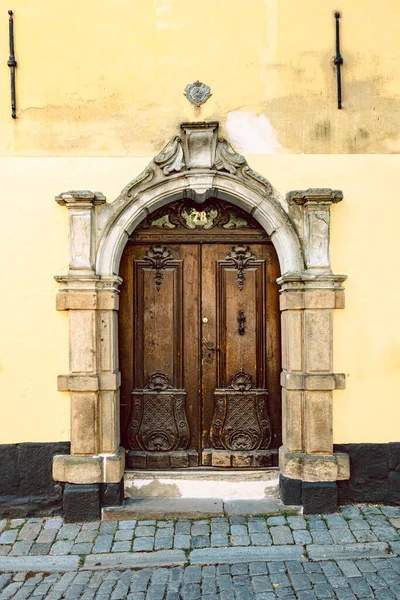 Stockholm Sweden July 2022 Typically Ornate Wooden Door Found Gamla — Photo
