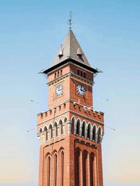 Wieża Zegarowa Ratusza Stylu Neogotyckim Helsingborg Szwecja — Zdjęcie stockowe