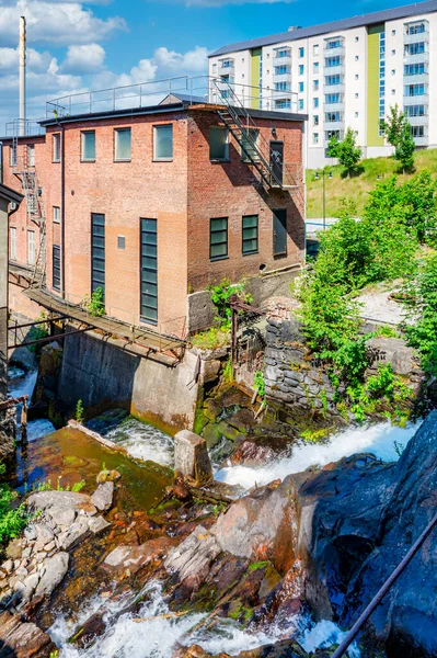 Uma Casa Roda Cachoeiras Kvarnby Que Forneceu Poder Para Moinhos Imagens Royalty-Free