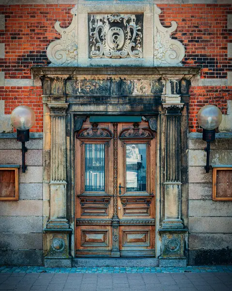 Ornate Wooden doors in the Danish town of Helsingor.