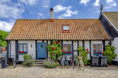 AHUS, SWEDEN - 21 HAZİRAN 2023: İsveç 'in güney bölgesindeki batı kıyısındaki kasabadan kasaba.