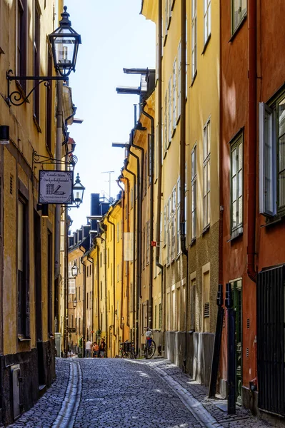 Stockholm Suécia Julho 2022 Prastgatan Uma Das Ruas Mais Famosas Fotografias De Stock Royalty-Free