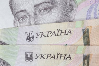 Birkaç yüz Ukrayna Hrivnya banknotunu kapat