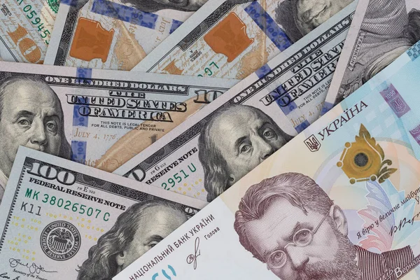 Nahaufnahme Von Tausend Ukrainischen Hrivnya Banknoten Die Auf Einem Haufen — Stockfoto
