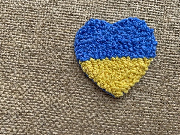 Stand Ukraine Background Heart Flag Ukraine Brown Canvas —  Fotos de Stock