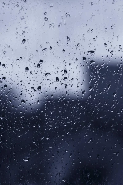 Zbliżenie Kropli Deszczu Szybę Okna — Zdjęcie stockowe